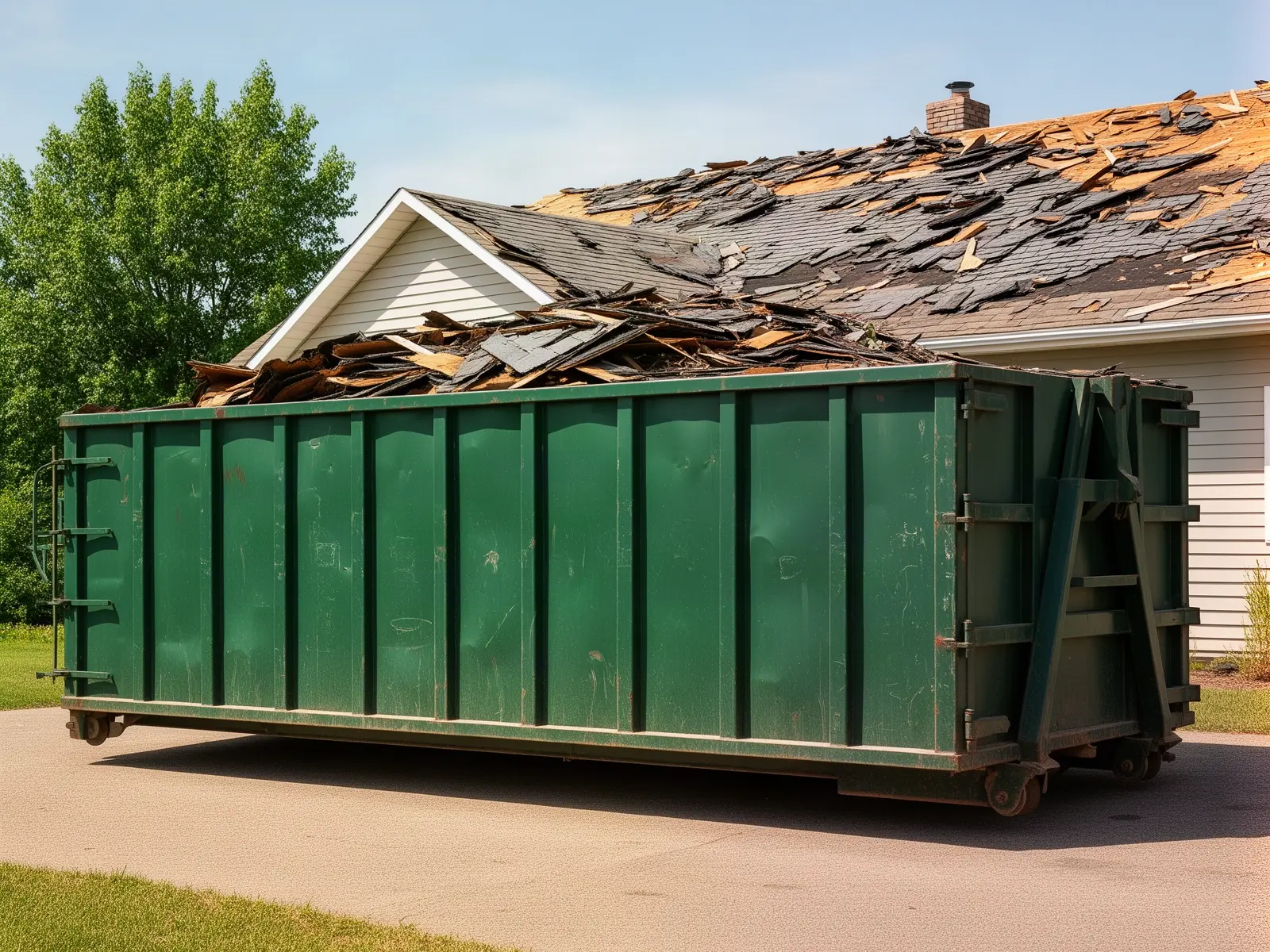 Roll-off dumpster from Lucky Zach's Dumpster Rental in Flowery Branch, GA